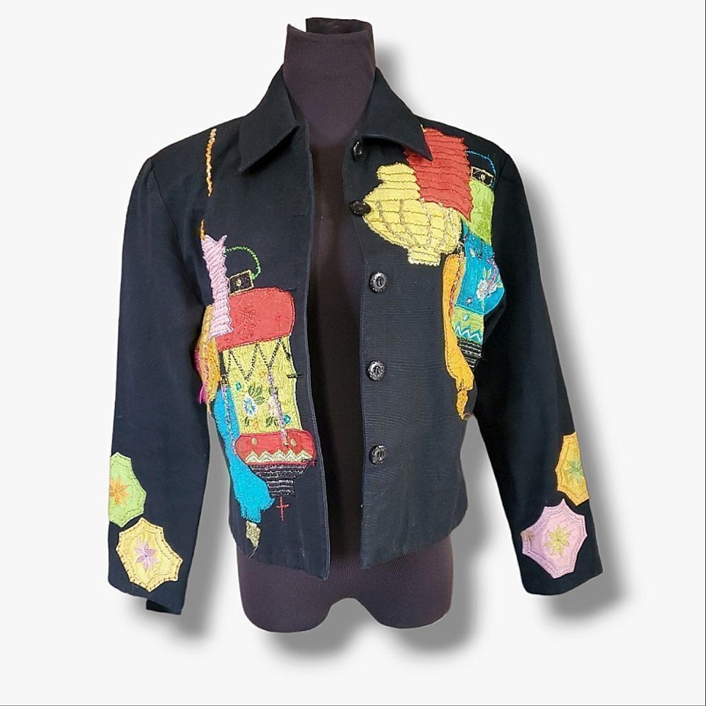 Vintage black patchwork jacket - Picture 1 of 10